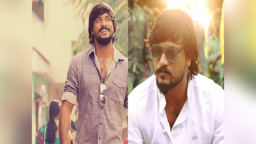 Portrait of Kannada actor Santhosh Balaraj smiling during a public event, wearing a casual outfit, representing his contribution to Sandalwood cinema.