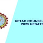 A student checking UPTAC Counselling 2025 Round 2 seat allotment result online on a laptop, showing college admission details.