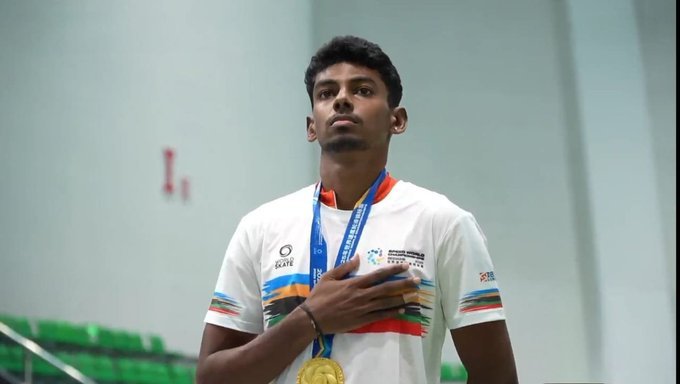 Anandkumar Velkumar, Speed Skating 2025, India gold medal, skating world champion, PM Modi congratulates, Indian sports history
